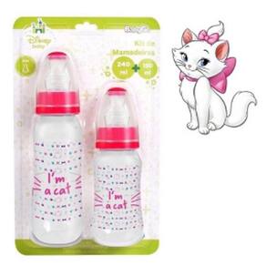 Kit de Mamadeiras Gatinha Marie 240ml + 150ml - BabyGo