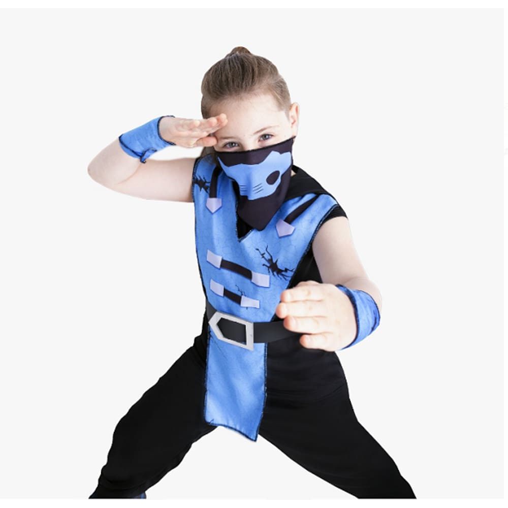 Fantasia Ninja Kombat Mortal Azul Menino Infantil