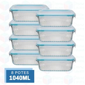 Pote Canelado 1040ml Airfryer Microondas Freezer Fitness 8Un