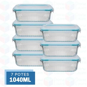 Pote Canelado 1040ml Airfryer Microondas Freezer Fitness 7Un