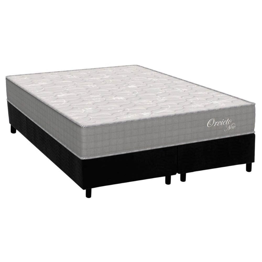 Cama Box King: Colchão Molas Ensacadas Orthoflex MasterPocket Orvieto Unic Face + Base CRC Suede Black(193x203)