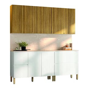 Armário De Cozinha Completa Com Balcão Art Kits Paraná 8 Portas 3 Gavetas Madeirado / Branco