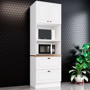Armário de Cozinha Compacta Americana 2 Portas 2 Gavetas 100% Mdf C351 Branco/Nature - Pnr Móveis