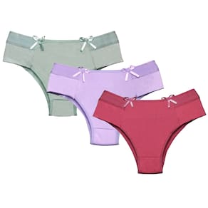 KIT 3 Calcinhas Conforto Tanga Cintura Alta Lateral Dupla Feminina Microfibra