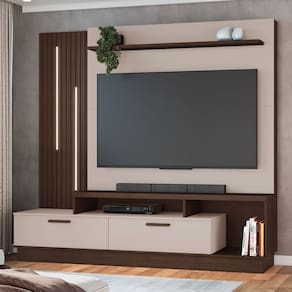 Estante para TV Até 65 Polegadas Despertar 2 Gavetas com Led Café/Off Café - Jcm Móveis