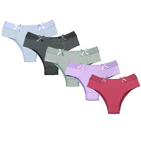 Kit 5 Calcinhas Tanga Feminina Cintura Alta Pala Dupla Lingerie Confortável