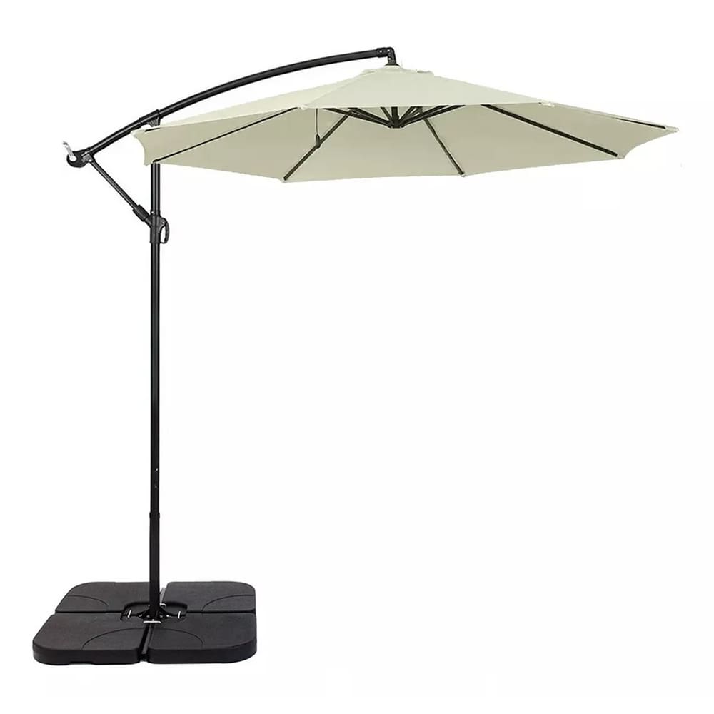 Ombrelone Articulado Guarda Sol De Praia Jardim Lateral 3 Metros Base 60l Cinza RM Decor