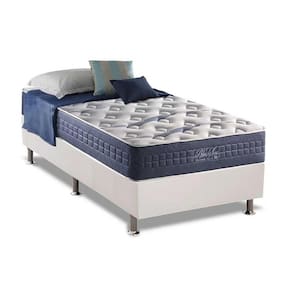 Cama Box Box Solteiro: Colchão Molas Ensacadas Anjos MasterPocket Blue Sea + Base CRC Courano White(96x203)