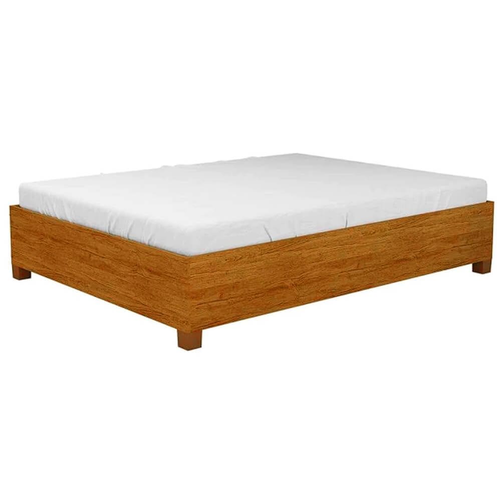 Cama Clara Casal com Estrado Reforçado Carioca Cor Cinamomo