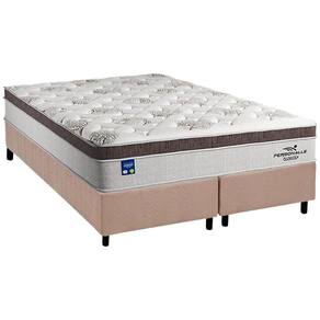 Cama Box King: Colchão Molas Plumatex MasterPocket Ensacadas Personalle + Base CRC Suede Bege(193x203)