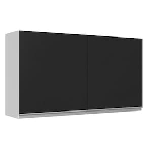 Armário Aéreo 100% Mdf 120 Cm 2 Portas Branco/preto Acorde