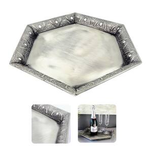 Bandeja Prata Decorativa Hexagonal 45Cm Decoração G