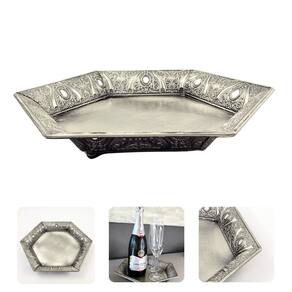 Bandeja Prata Decorativa Hexagonal 30Cm Decoração P