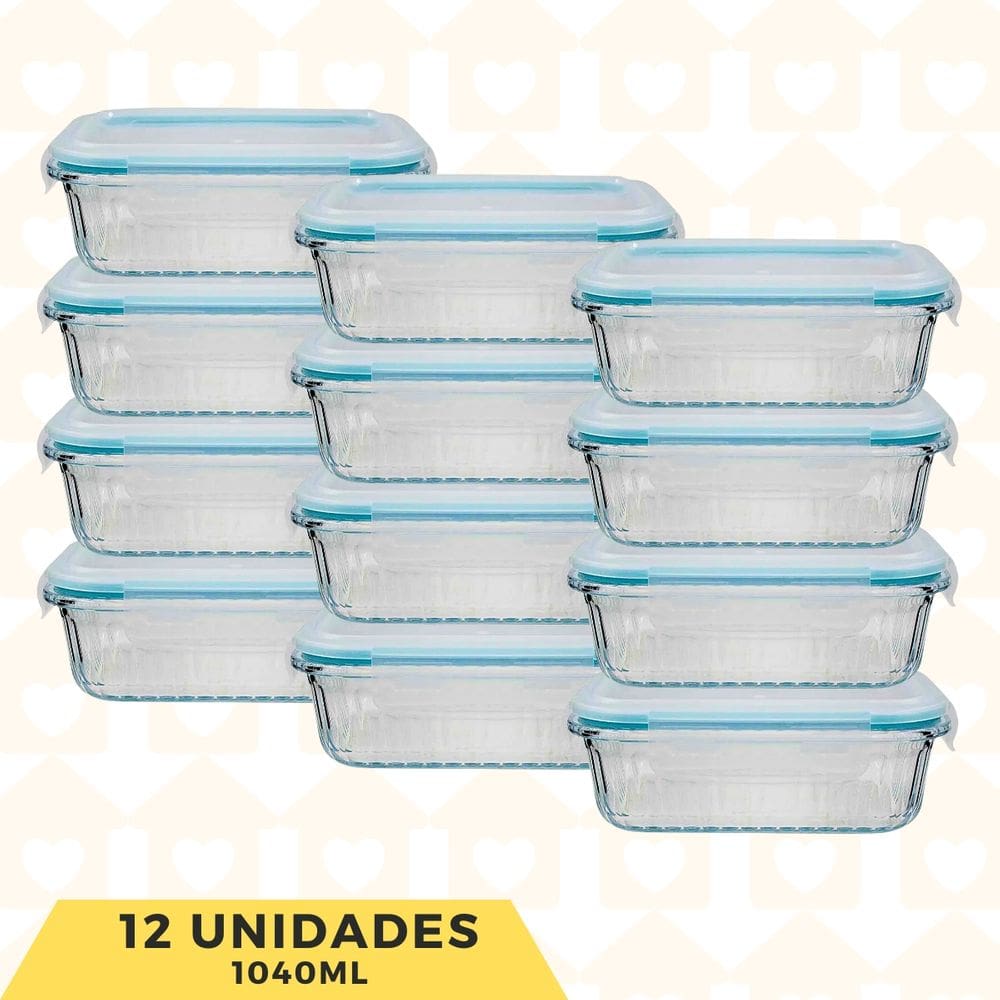 Potes Hermetico 1040ml Termico Luminoso Canelado Fitness 12Un