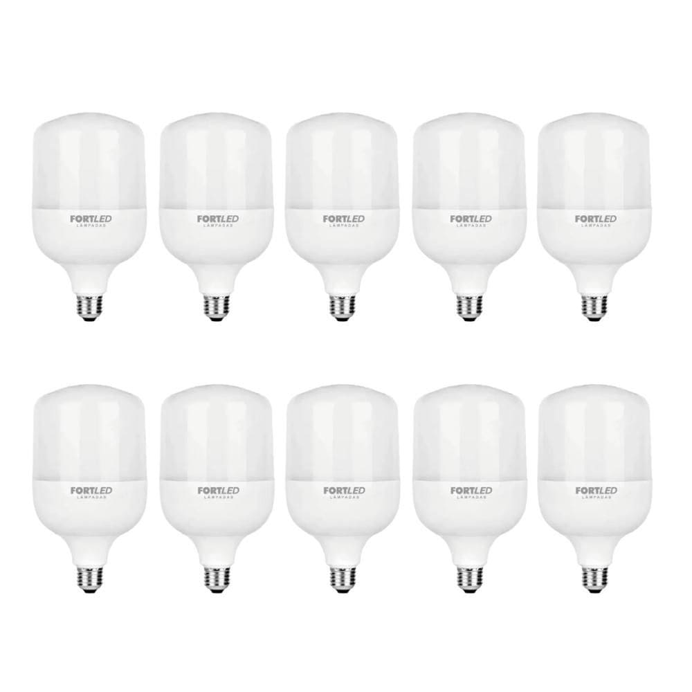 Kit 10 Lâmpadas Led Branca 60W 6500K Bulbo T Fortled