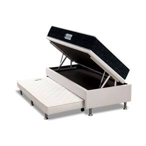 Cama Box Baú c/Auxiliar Solteiro: Colchão Ortopédico Probel D33 / EP ProDormir Advanced Tech1500 + Base CRC Courano White(88x188)