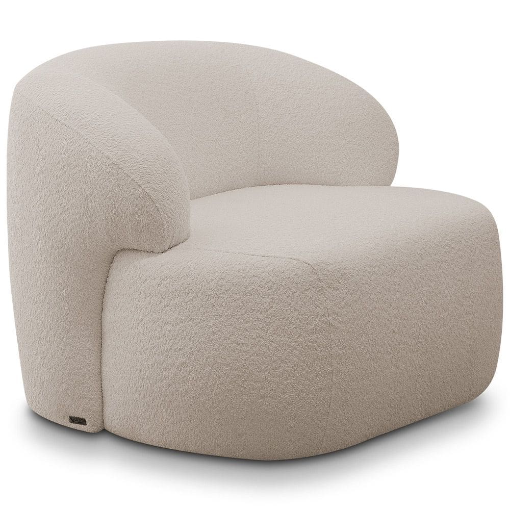 Poltrona Decorativa Fixa Orgânica Para Sala Living Barolo L06 Bouclê Bege - Lyam Decor