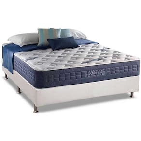 Cama Box Casal: Colchão Molas Ensacadas Anjos MasterPocket Blue Sea + Base CRC Courano White(138x188)