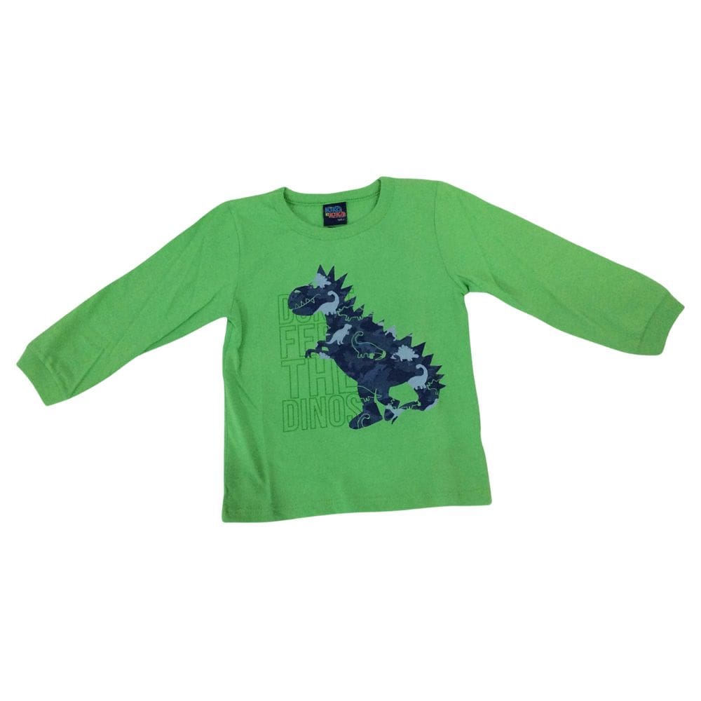 Camiseta manga longa infantil masc Kiko e kika verde