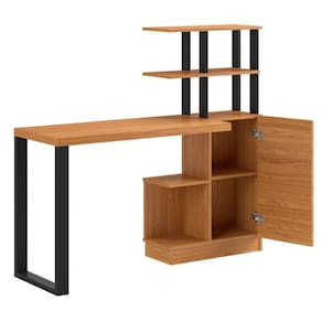 Escrivaninha Em Mdf 5 Prateleiras 1 Porta 135 Cm Freijó/preto Fosco Pradel Dalla Costa F17