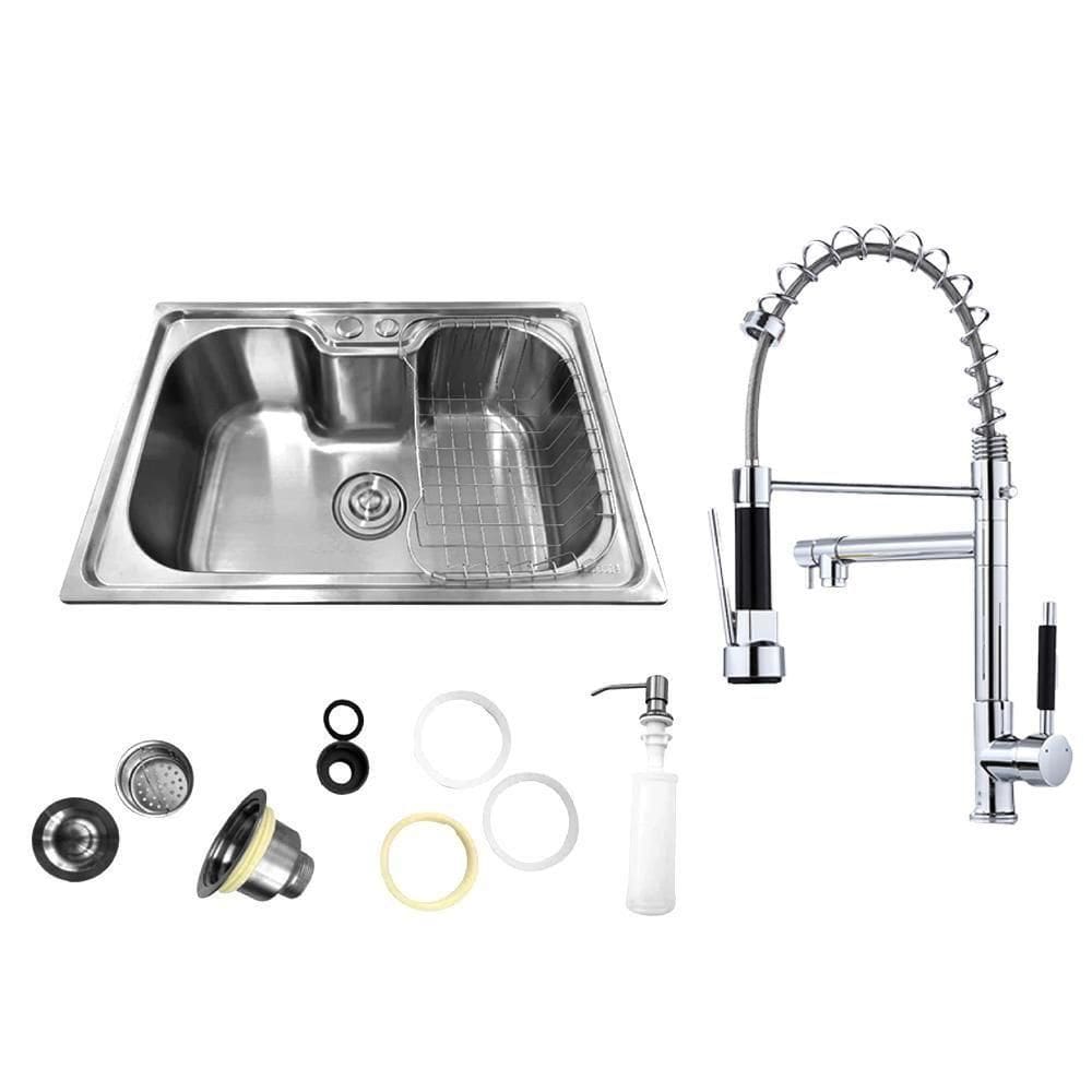 Cuba Pia Gourmet Aço Inox 201 Cg201-c01 E Torneira Gourmet 50cm Cromada De BancadaBelccaTgm50c-bz
