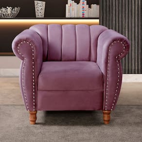 Poltrona Realeza Chesterfield Cadeira Vintage Decoração Retrô Roxo