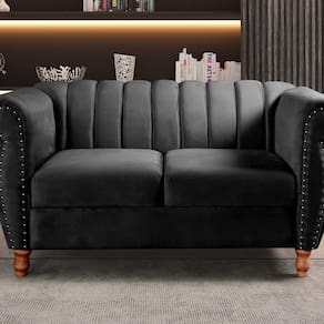 Namoradeira Realeza Sofá Chesterfield Decoração Sala Recepção Estilo Retrô Preto