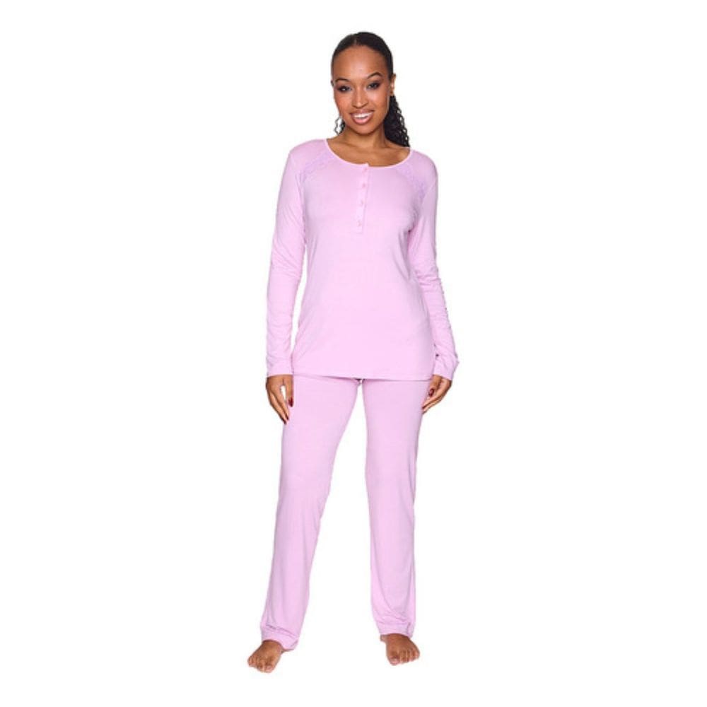 Pijama Feminino Manga Longa Inverno Viscolycra Com Botão