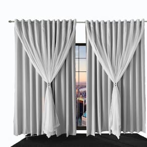 cortina para quarto e sala blecaute Ana 2,00 x 1,80 cinza