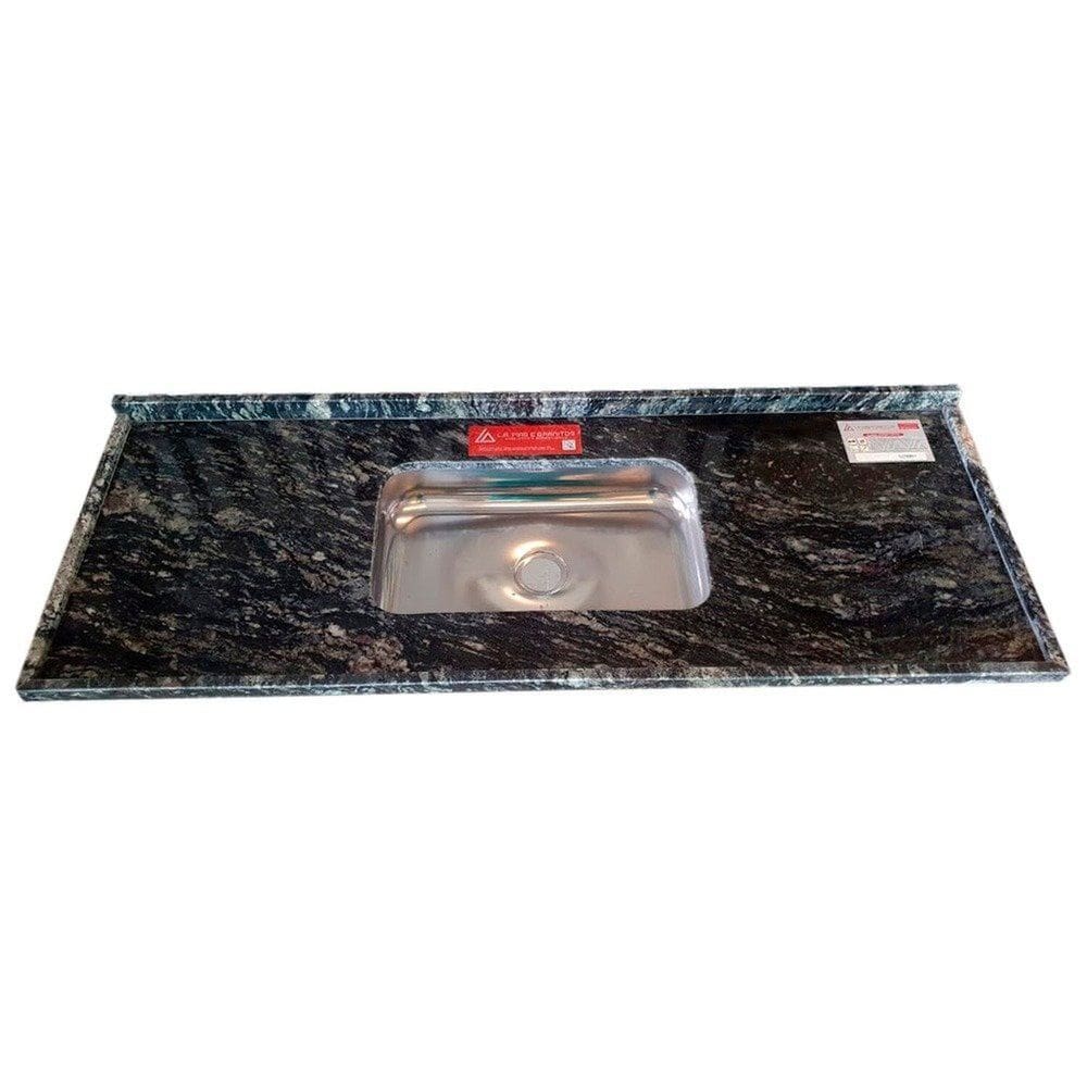 Pia de Cozinha Granito 150 cm Indiano Standard Cuba simples Preto Indiano
