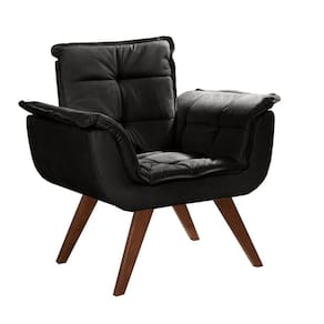 Poltrona Pé Palito Decoração Sala Quarto Recepção Bella Opala Suede Preto