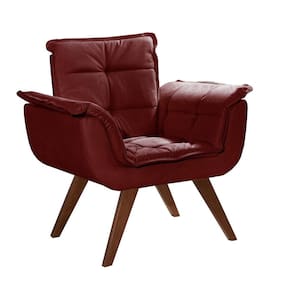 Poltrona Pé Palito Decoração Sala Quarto Recepção Bella Opala Suede Vermelho