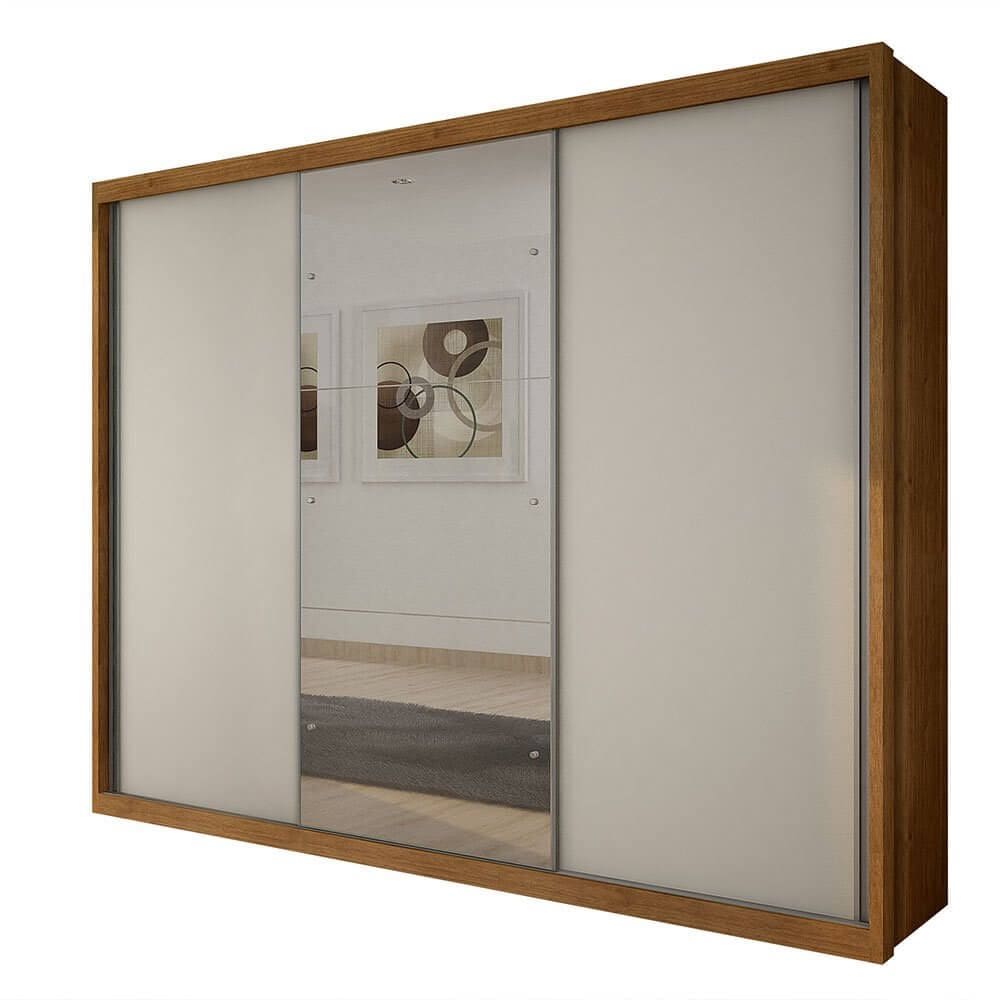Guarda Roupa Paradizzo Casal com Espelho 3 Portas 6 Gavetas Novo Horizonte Cor Cumaru Fendy