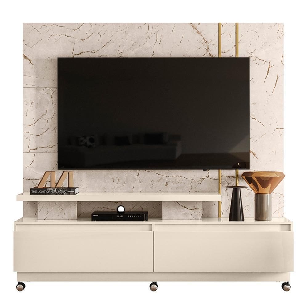 Estante Home Theater New Apolo para TV até 75” com Rodízios - Madetec