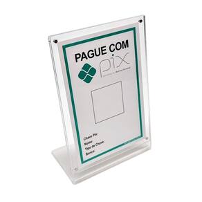 Plaquinha para Pix com Imã Display Suporte Expositor Acrílico