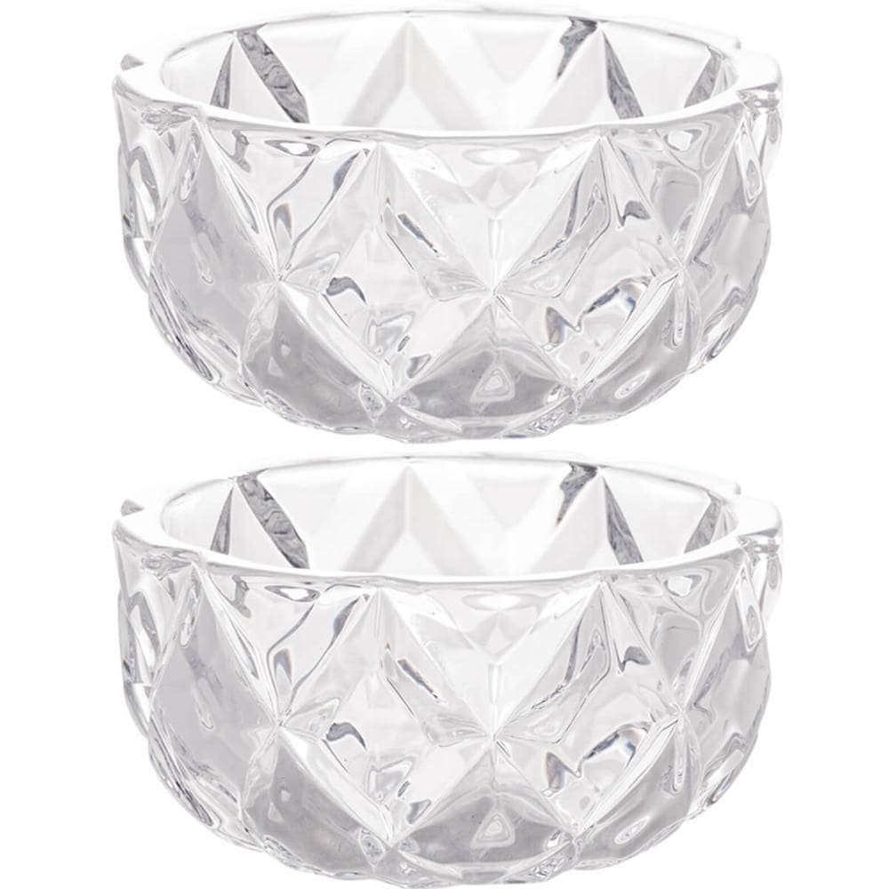 Conjunto 2 Bowls de Cristal Diamond Lyor 270ml para Frutas Petiscos Potinhos Decorativos