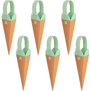 Kit 6 Cenourinhas Cone de Páscoa Embalagem Plástica para Chocolate Doces Presente Laranja Dello