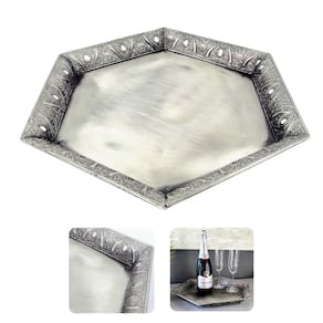 Bandeja Prata Decorativa Hexagonal 45Cm Decoração G
