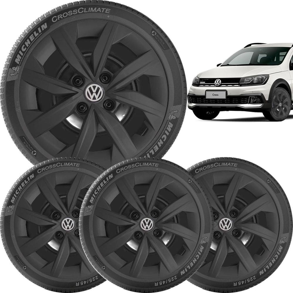 4X Calota Vw Voyage Saveiro 19 20 21 Aro 14 Preto 249Ca