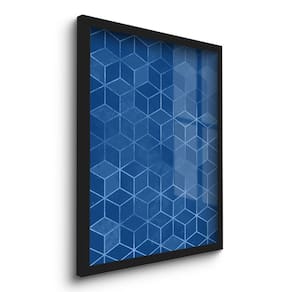 Quadro Decorativo Geométrico Azul Sala 45X33 C/Vidro