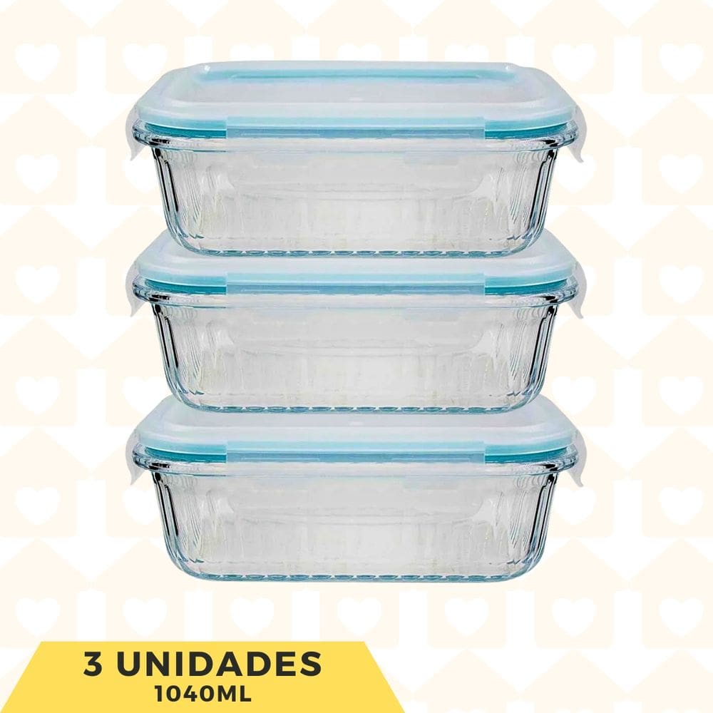 Marmita Vidro Ondulado Hermética Fit 1040ml Microondas 1 Un