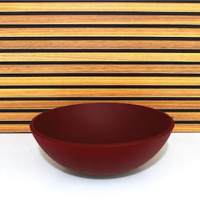 Cuba Vidro Redonda 30cm Com Valvula Vermelho Fosco