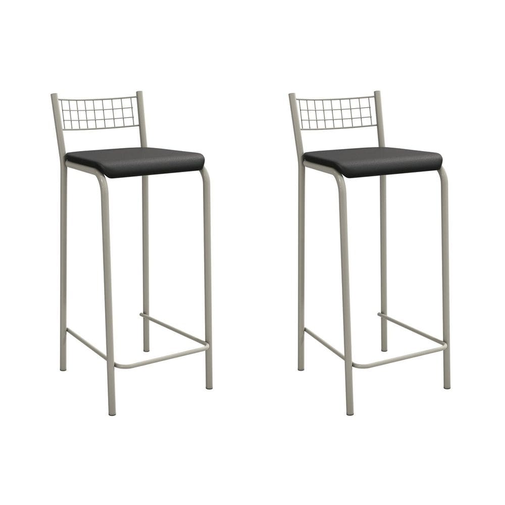 Banqueta Genova 740mm Nickel Par Nickel/Preto