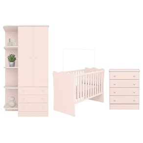 Dormitório Infantil Doce Sonho 2 Portas, Cômoda 4 Gavetas e Berço - Qmovi