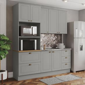 Cozinha Completa 3 Peças 100% MDF com Torre Quente Internacional Cinza