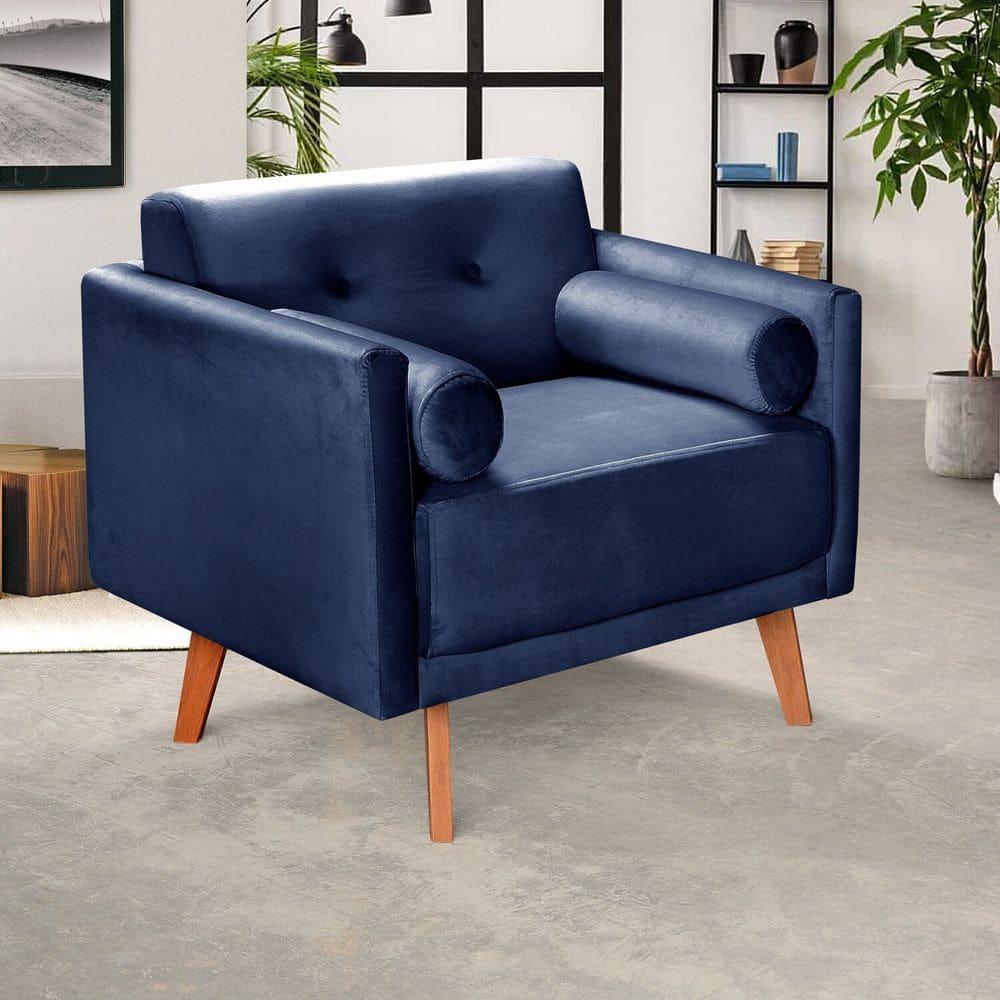 Poltrona Moderna Decoração Sala, Varanda, Recepção Luma Azul Marinho