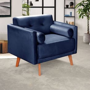 Poltrona Moderna Decoração Sala, Varanda, Recepção Luma Azul Marinho