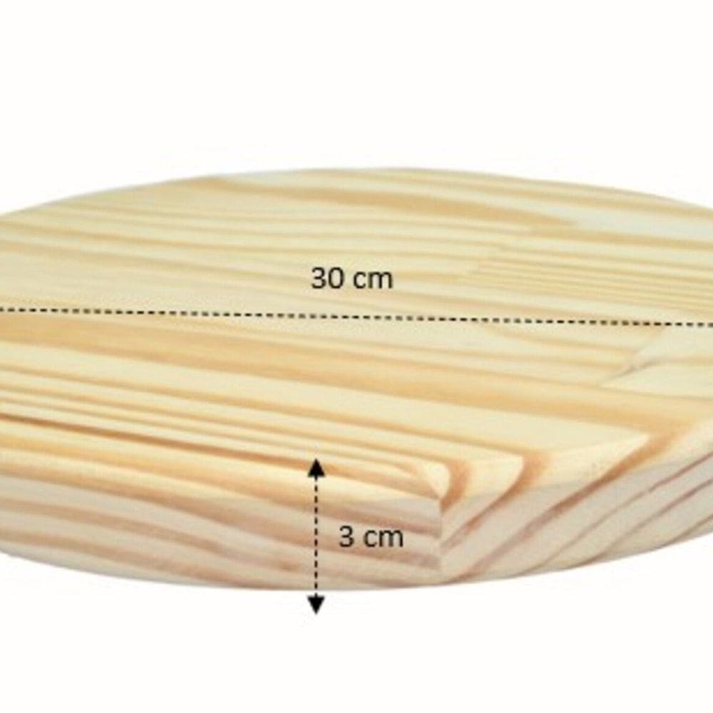 Tampo Redondo 30cm Madeira Maciça Bege
