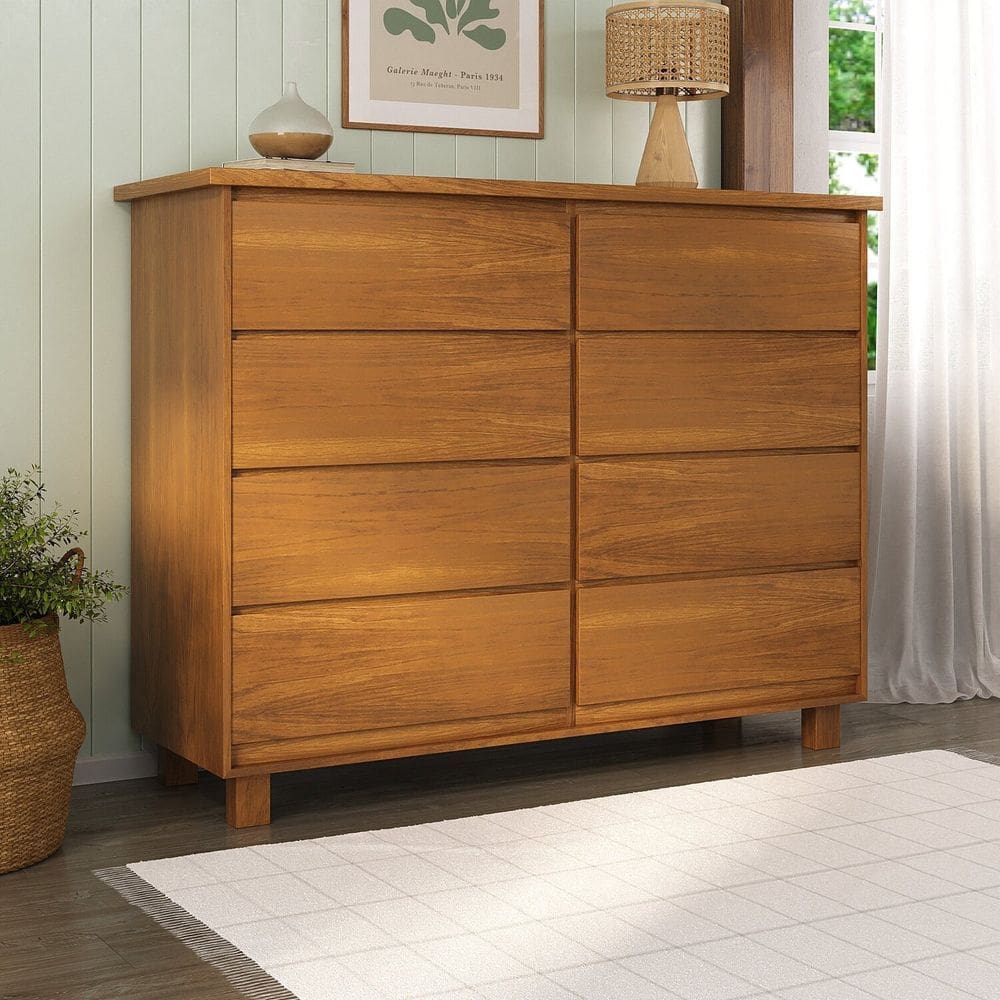 Cômoda 8 Gavetas 150x116x52 cm Classic Mogno Mel
