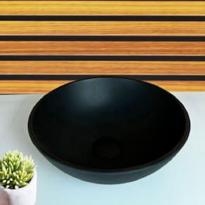 Cuba De Vidro Redonda 35cm Preto Fosco